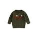 Qtinghua Infant Toddler Baby Girls Sweater Flower & Letter Embroidery Long Sleeve Pullover Tops Fall Winter Casual Clothes Army Green 6-12 Months