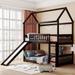 Twin Over Twin Bunk Bed with Slide, Playhouse Design, Maximized Space Saving