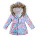 Gubotare Coats for Kids Girls Zip Keep Thicken Up Tie-Dye Girls Jacket Warm Winter Girls Coat&jacket (Orange 5-6 Years)