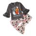 Clothes For Baby Toddler Girls Outfit Kids Boys Outfit Pumpkin Prints Long Sleeves Tops Bell Bottom Pants 2Pcs Set Outfits For 18-24 Months