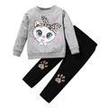 YDOJG Baby Toddler Girls Outfit Set Kids Children Long Sleeve Cute Cartoon Animals Tops Blouse Leopard Print Pants Trousers Outfits Set 2Pcs Clothes For 2-3 Years
