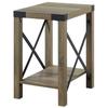 Marchetto Rustic Oak End Table with Bottom Shelf