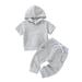 Baby Toddler Girls Outfit Set Children Kids Boys Short Sleeve Solid Hoodie Sweatshirt Tops T Shirt Cotton Trousers Pants Outfit Set 2Pcs Clothes For 18-24 Months