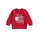 Qtinghua Toddler Baby Girl Boy Christmas Sweatshirt Long Sleeve Tree/Santa/Coffee/Red Truck Print Pullover Tops Fall Clothes Red A 3-4 Years