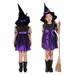 Lovskoo Toddler Girls Dress Up Clothes for Play Kids Cosplay Party Dresses with Hat Cap Clothes Outfit Purple