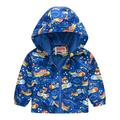 Toddler Boys Girls Casual Jackets Printing Cartoon Hooded Outerwear Zipper Coats Long Sleeve Windproof Coats Blue 110
