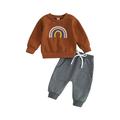 GXFC Baby Boys Fall Tracksuit Outfits Clothes 6M 1T 2T 3T Kids Boys Long Sleeve Graphic Print Sweatshirt and Elastic Waistband Long Pants 2 Piece Casual Autumn Clothing for Toddler Children Boys