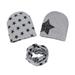 Lovskoo Baby Boys Girls Winter Scarf Set 3PC Toddler Winter Stars Prints Hat Cap Kids Scarf Collars Sets Gray