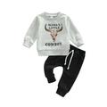 IZhansean Toddler Infant Baby Boy Winter Clothes Cow Pullover Sweatshirt Top Jogger Pants Casual Outfits Gray Black 12-18 Months