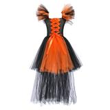 ZMHEGW Girls Party Tulle Dress Sundress Fall Clothes Short Sleeve Casual Dress Pumpkin Prints G 9-10T