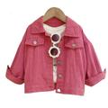 Godderr Kids Girls Red Denim Jacket Outerwear Classic Jeans Tops Coats Children Casual Little Girls Outerwear for 3-8Y