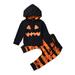 Outfit Clothes For Boys Toddler Kids Girls Outfit Pumpkin Prints Long Sleeves Sweatershirt Stripe Pants 2Pcs Set Outfits For 18-24 Months