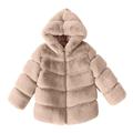 Toddler Girls Jacket Fall Winter Toddler Kids Collar Soild Jackets Warm Hooded Woolen Jacket Coats Beige 110