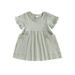 IZhansean Toddler Baby Girls Dress Outfits Ruffle Short Sleeve Ribbed Knit Dresses Casual Summer Clothes Lake Green 18-24 Months