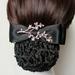 opvise Women Hair Net Temperament Flower Shape OL Style Fishnet Hair Decoration Decorative Soft Bow-knot Lady Bud Hair Net for Airline Stewardess Navy Blue