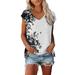 Women s T-Shirts Womens Summer Tops 2023 Short Sleeve O-Neck Summer Casual Tops