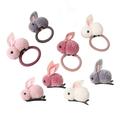 Hemoton 8pcs Rabbit Stretch Hair Ties and Hairpins Elastic Hair Ring Ponytail Holders Barrettes Hair Accessories for Kids Girls (Random Color)