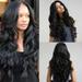 Black Woman Sexy Wavy Long Fashion Synthetic Wig Black Natural Curly Costume Wig