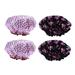 4 Pcs Women Shower Eco-friendly Wave Dot Bow-knot Printing Elastic Bathing Double-Layer Waterproof Shower Hat