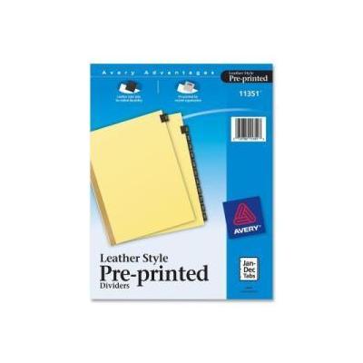 Avery Monthly Gold Line Black Leather Tab Divider