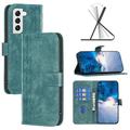 for Samsung Galaxy S21 FE Wallet Case PU Leather Flip Folio Case with Card Holders Magnetic Closure Folding Adjustable Kickstand Vintage Phone Cover for Samsung Galaxy S21 FE 6.4 inch Green