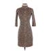 Slate & Willow Casual Dress - Sheath Mock 3/4 sleeves: Brown Leopard Print Dresses - Women's Size X-Small