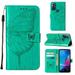 SaniMore Case for Motorola Moto G Power 2023 (6.5 ) PU Leather Skin with Luxury Embossed Butterfly [Wrist Strap & Card Slots & Flip Kickstand] Full-body Shockproof Business Wallet Cover Green