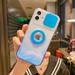 for iPhone 14 Pro Case with Ring Stand Camera Cover iPhone 14 Pro Phone Case Kickstand 360Â° Rotate Ring Holder Slide Lens Cover Shockproof Clear TPU Case for iPhone 14 Pro Blue