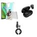 Accessories Bundle for Motorola Moto G Stylus 5G 2023 - Flexible TPU Shockproof Protection Case (Laughing Pug Dog) Wireless Earbuds 15W Fast Charging USB-C Car Charger