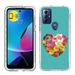 TalkingCase Slim Phone Case Compatible for Motorola Moto G Play 2023/ G Pure/ G Power 2022 Flower Heart Cyan Print w/ Tempered Glass Screen Protector Lightweight Soft Print in USA