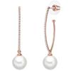 Lulu & Jane Perlen-Ohrstecker Messing Crystal Muschelkernperle in Roségold 52,2 mm Damen