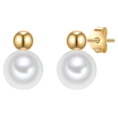 Valero Pearls Perlen-Ohrstecker Sterling Silber Süßwasser-Zuchtperle in Gelbgold Gold Damen