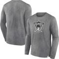 Men's Fanatics Branded Heather Charcoal Las Vegas Raiders Washed Primary Long Sleeve T-Shirt