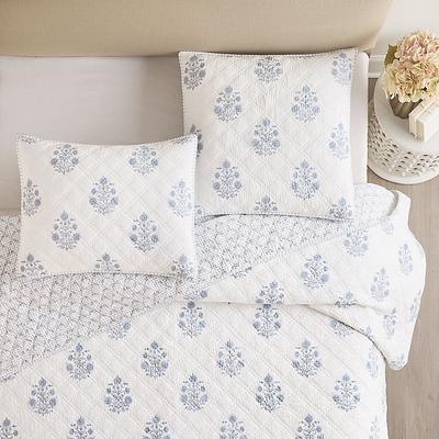 Pia Floral Quilted Sham - Cornflower King - Ballard Designs