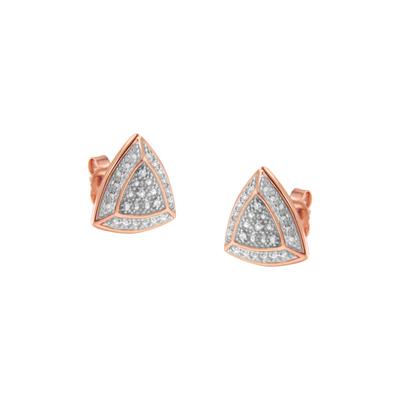 Women's Rose Gold Over Silver Diamond Accent Trillion Shaped 4-Stone Halo-Style Stud Earrings by Haus of Brilliance in Rose Gold