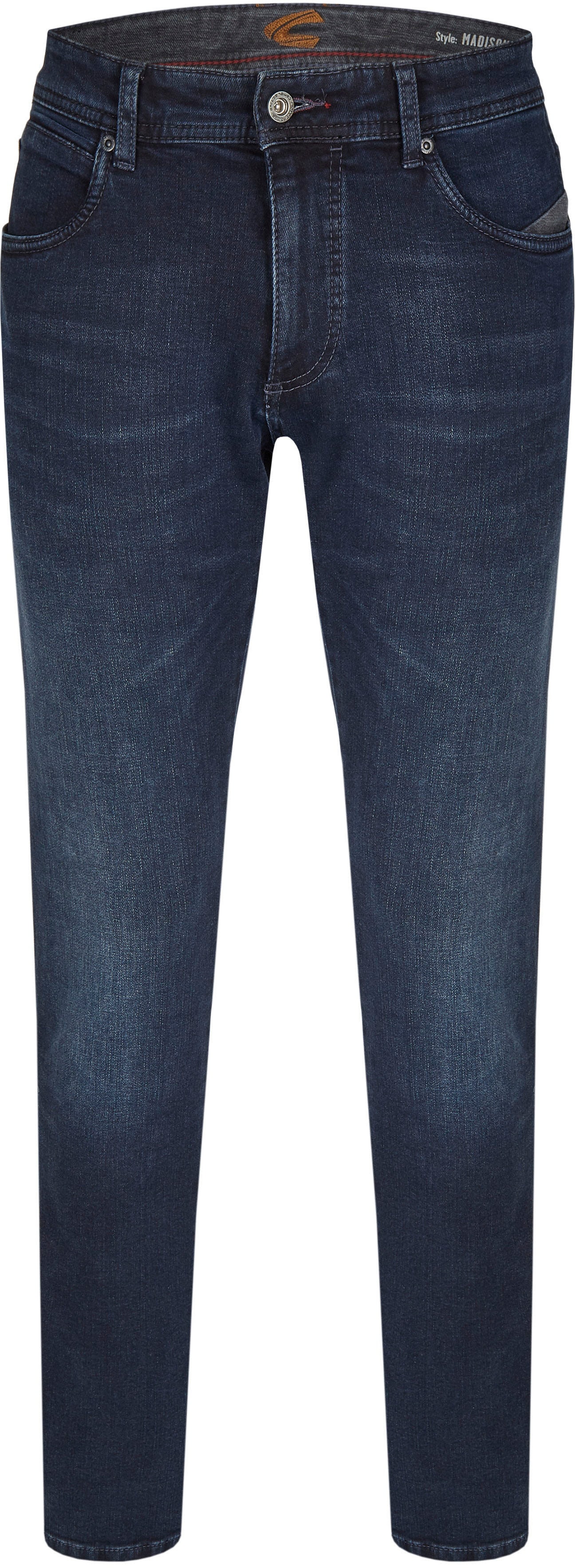 5-Pocket-Jeans CAMEL ACTIVE "MADISON", Herren, Gr. 40, Länge 30, blau (dunkelblau, used), Denim/Jeans, Obermaterial: 92% Baumwolle, 6% Elastomultiester, 2% Elasthan, leichte Abriebeffekte, schmal lang, Jeans 5-Pocket-Jeans, leichter Used-Look