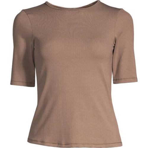 CASALL Damen Shirt Rib Tee, Größe 44 in Braun