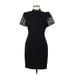 Donna Morgan Cocktail Dress - Bodycon Collared Short sleeves: Black Dresses - Women's Size 6