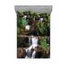 East Urban Home Little Waterfalls Flow On Rock Stairs Surrounded By Long Plants Earth Sheet Set Microfiber/Polyester | Queen | Wayfair