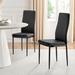 East Urban Home Morgan Hatched Faux Leather Sleek Metal Leg Luxury Dining Chairs Faux Leather/Upholstered in Black | Wayfair