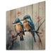 Red Barrel Studio® Danushan Blue Birds Sitting On Tree Branch I On Wood Print Wood in Blue/Brown/Pink | 30 H x 30 W x 0.78 D in | Wayfair