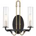 Kearney 2-Light Wall Sconce in Vintage Black with Warm Brass