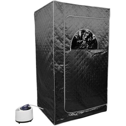 Ganzkörper-Schwitzsauna-Box (schwarz), Größe 100 x 80 x 170 cm, mit Dampfgarer und Fernbedienung,
