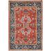 Shahbanu Rugs Tomato Red Afghan Peshawar Serapi Heriz Design Densely Woven Soft Wool Hand Knotted Mat Rug (2'0" x 3'0")