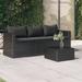 vidaXL 3 Seat Patio Sofa Outdoor Conversation Sofa with Cushions Poly Rattan - 69.3" x 25.2" x 23.8"
