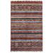 Shahbanu Rugs Pure Wool Red With Colorful Tassles Hand Knotted Super Kazak Khorjin Design Oriental Rug (3'4" x 5'0")