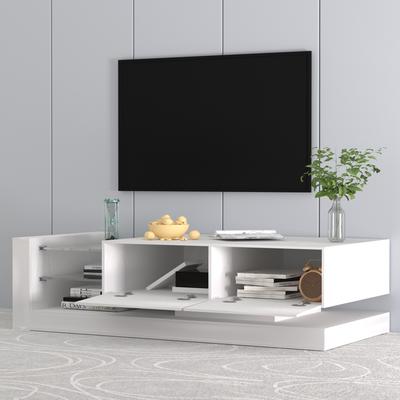 Modern High Gloss Entertainment Center, 16-Color RGB LED Lights, TV Console, 75" TVs