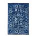 Shahbanu Rugs Blue Hand Knotted Tone On Tone Tabriz Wool and Silk Oriental Rug (6'2" x 9'0") - 6'2" x 9'0"