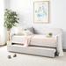 Daybed and Trundle with Rolling Wheels in Fog Fabric, Twin Size