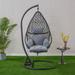 PE Rattan Swing Chair with Stand and Leg Rest for Outdoor Use